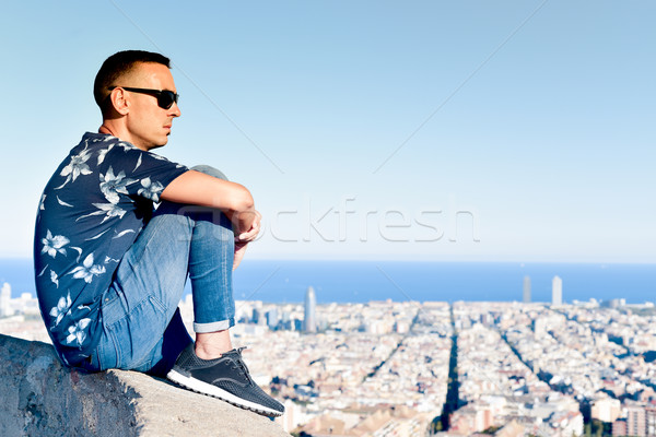 Jeune homme Barcelone Espagne au-dessous jeunes [[stock_photo]] © nito