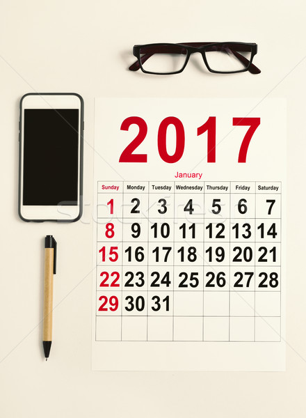 2017 calendar on an office desk Stock photo © nito