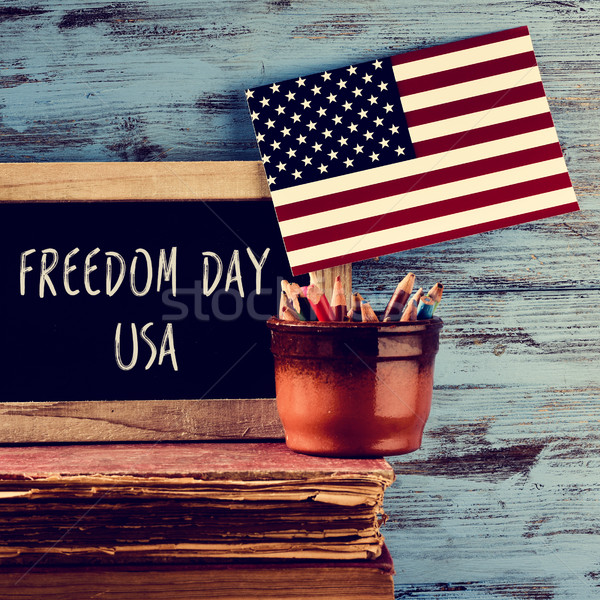 Text Freedom Day Usa And American Flag Stock Photo C Juan Moyano Mangas Nito Stockfresh