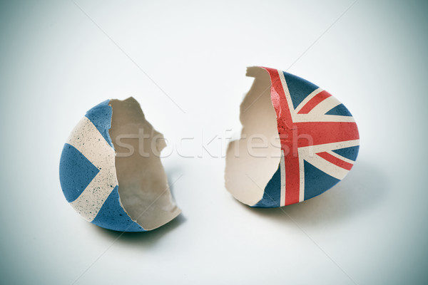 cracked eggshell with scottish and british flags Stock photo © nito