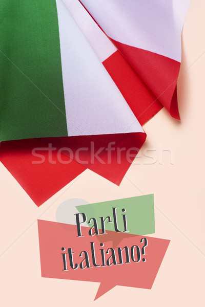 Cuestión hablar italiano banderas Italia escrito Foto stock © nito