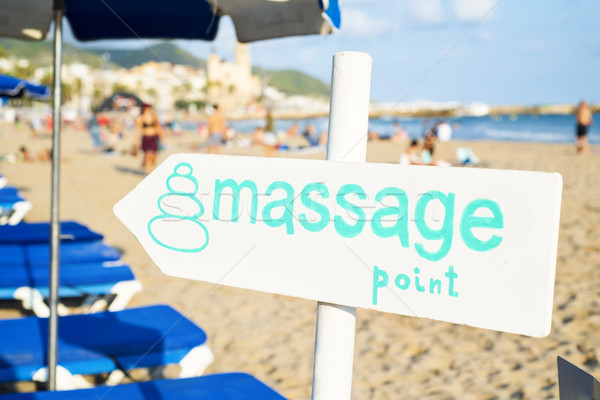 text massage point in a signpost on the beach Stock photo © nito