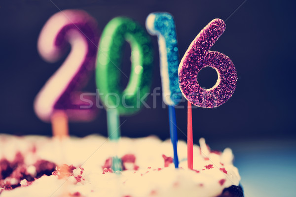glittering numbers forming number 2016 on a cake Stock photo © nito