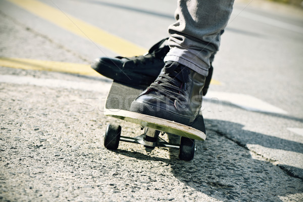 young man skateboarding, filtered Stock photo © nito