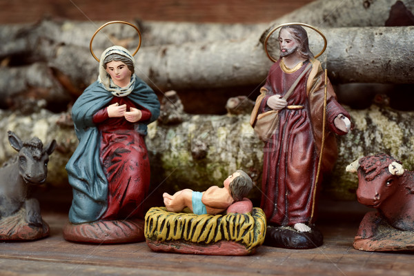 Heilig Familie rustikal Szene Kind jesus Stock foto © nito