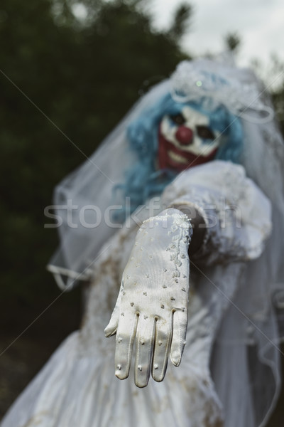 scary evil clown in a bride dress Stock photo © nito