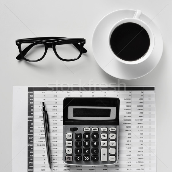 Cafea calculator shot birou Imagine de stoc © nito