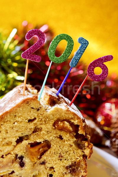 number 2016, as the new year, on a fruitcake Stock photo © nito
