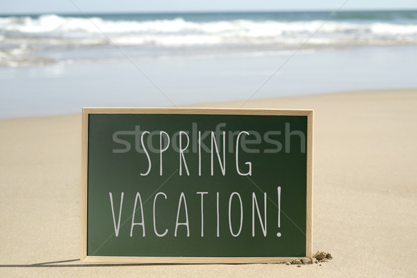 text spring vacation in a signboard on the beach Stock photo © nito