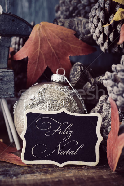 text feliz natal, merry christmas in portuguese Stock photo © nito
