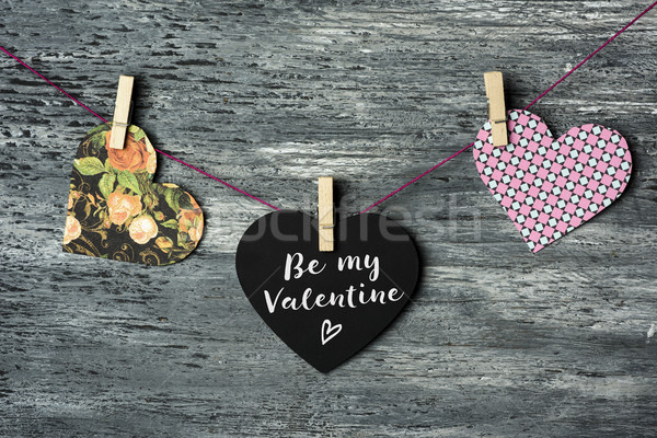 hearts and text be my valentine Stock photo © nito