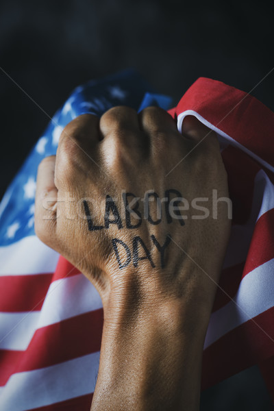 raised fist, american flag and text labor day Stock photo © nito