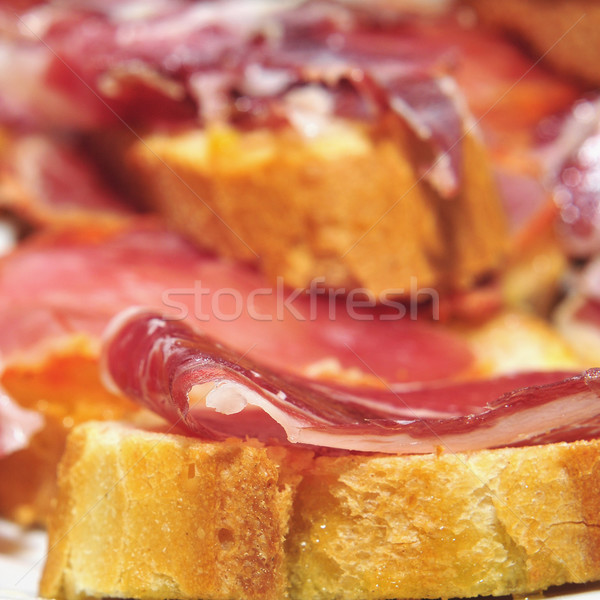 Serrano szynka tapas plastry chleba hiszpanski Zdjęcia stock © nito