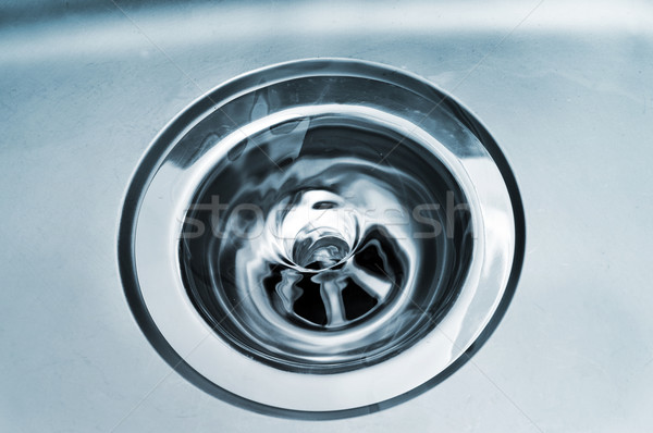 Swirl water drain noordelijk hand badkamer Stockfoto © nito
