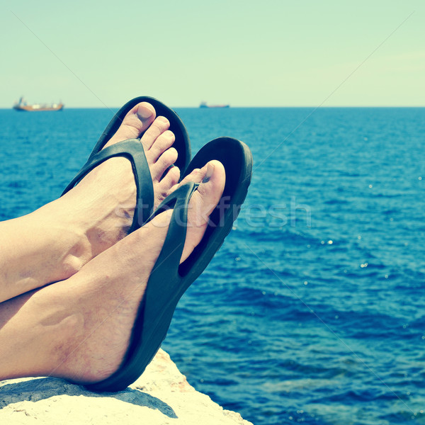 relaxing near the ocean, with a retro filter effect Stock photo © nito