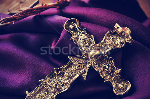 Christian cross and the Crown of Thorns of Jesus Christ, filtere Stock photo © nito