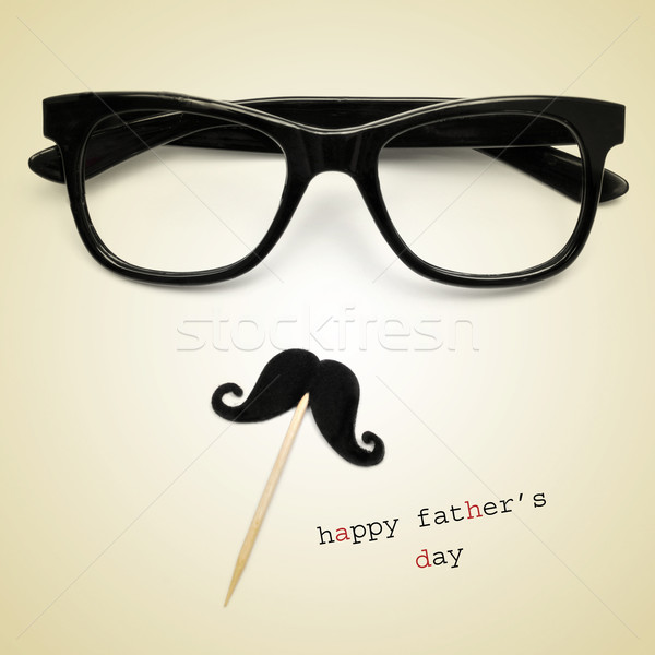 óculos bigode texto feliz dia dos pais par preto Foto stock © nito