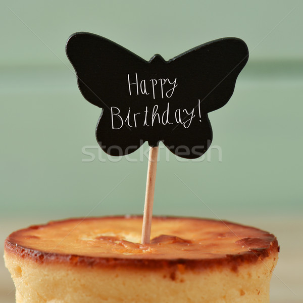 Torta testo buon compleanno primo piano cheesecake nero Foto d'archivio © nito