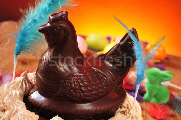 Torta Spanyolország húsvét közelkép csokoládé tyúk Stock fotó © nito