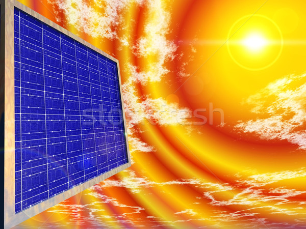 Stockfoto: Zonnepaneel · hemel · zon · technologie · groene · Blauw