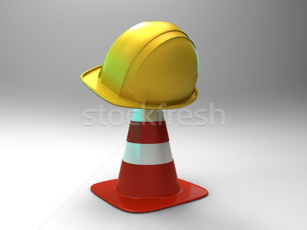 traffic cone and the helmet Stock photo © njaj