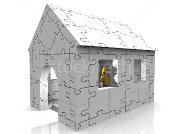 Folding of house with furniture Stock photo © njaj