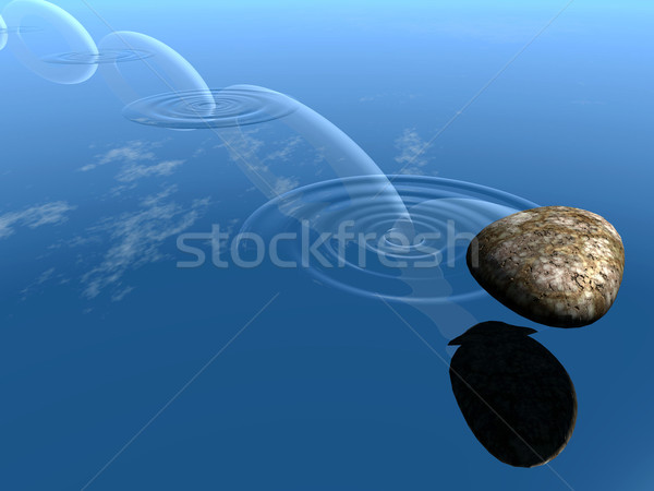 Stock photo: ricochets of a stone on water 