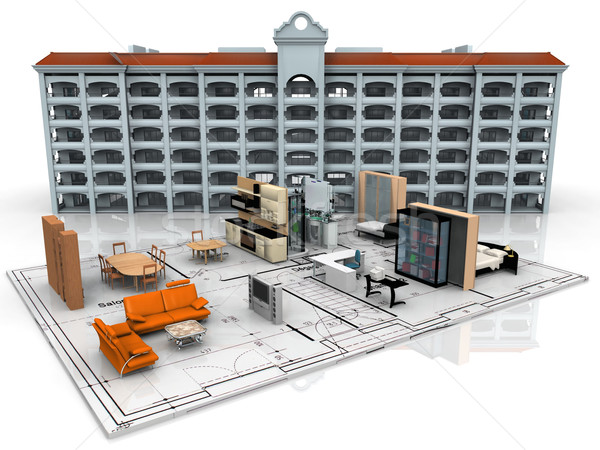 inside and plan for a building Stock photo © njaj