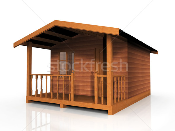 wooden hut on a white background Stock photo © njaj