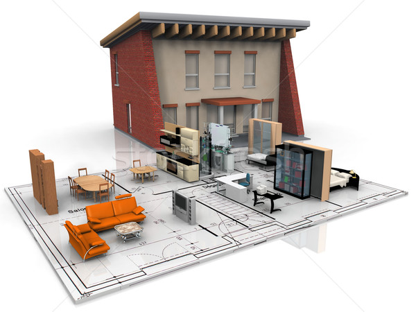 interior and exterior of a house Stock photo © njaj