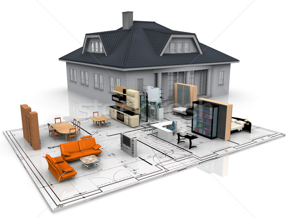 interior and exterior of a house Stock photo © njaj