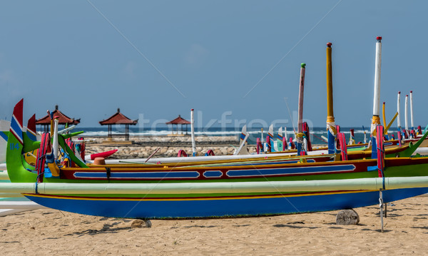 Pescador barco bali praia peixe sol Foto stock © njaj