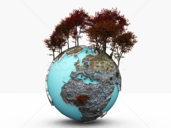 Pământ copaci cer copac glob lume Imagine de stoc © njaj