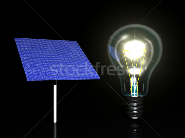 Solar panel and light bulb Stock photo © njaj