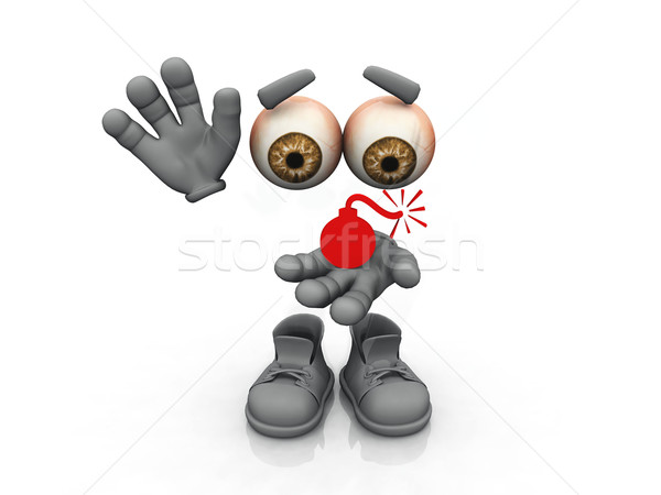 Robbanás szimbólum fehér kéz férfi szemek Stock fotó © njaj