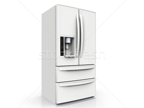 American frigider alb acasă uşă modern Imagine de stoc © njaj
