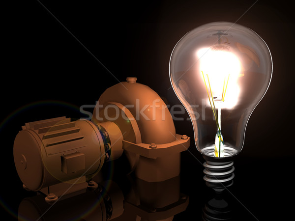 Stock photo: the light bulb and the motor