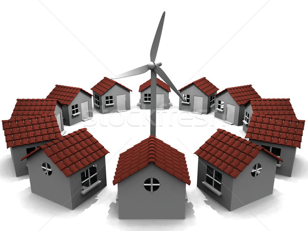 house  in circles and windmill Stock photo © njaj