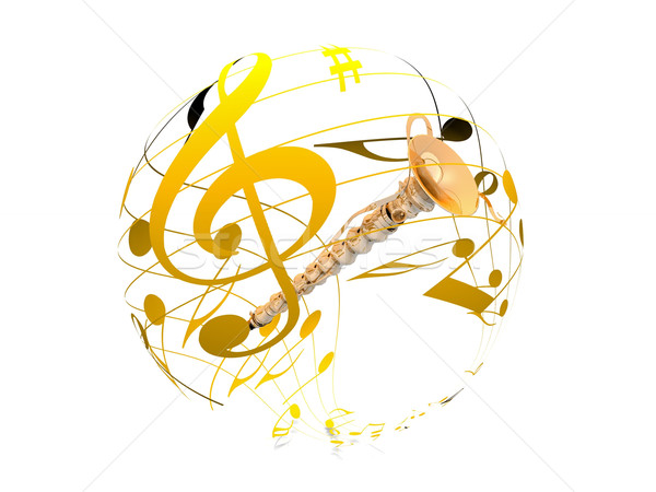 the clarinet and the notes on a white background Stock photo © njaj