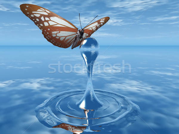 the butterfly and the drop of water Stock photo © njaj