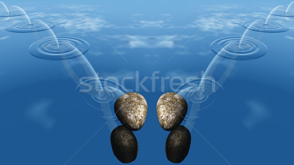 ricochets of a stone on water  Stock photo © njaj