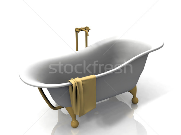 bathtub and towel on white background Stock photo © njaj