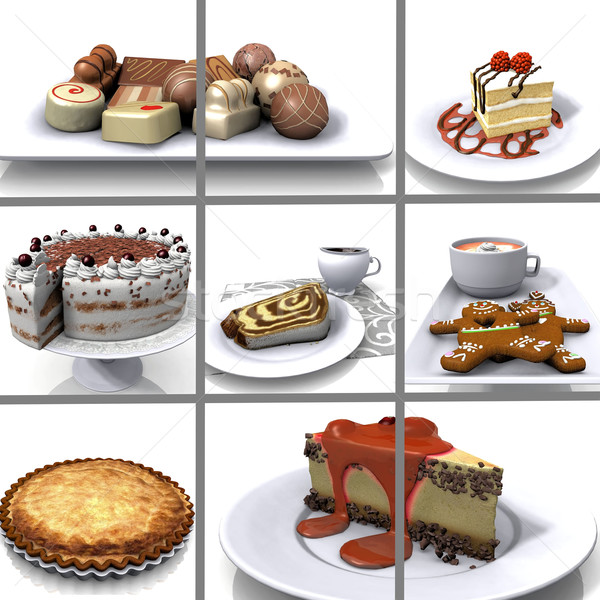 Stockfoto: Cake · vruchten · chocolade · snoep · witte
