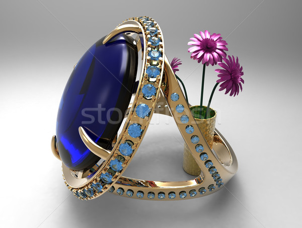 Safir inel flori floare nuntă modă Imagine de stoc © njaj