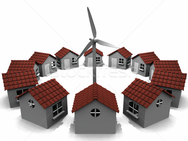 house  in circles and windmill Stock photo © njaj