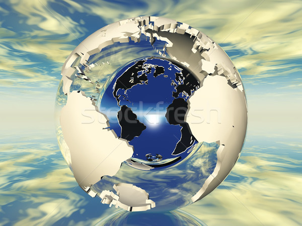 Terra oco metal bola céu globo Foto stock © njaj