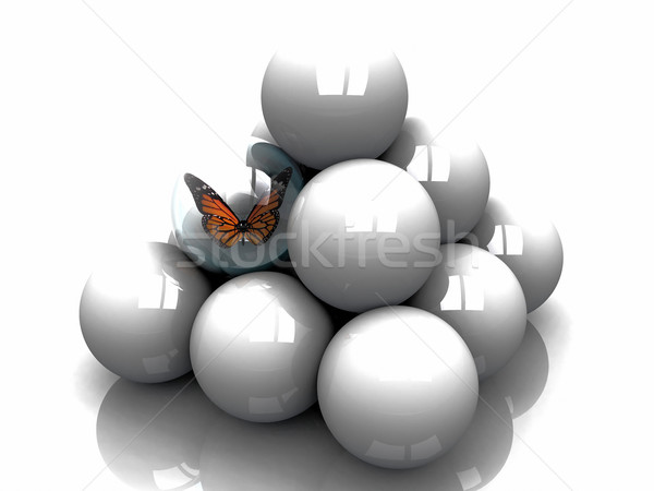 ピラミッド 蝶 抽象的な デザイン ボール ストックフォト © njaj