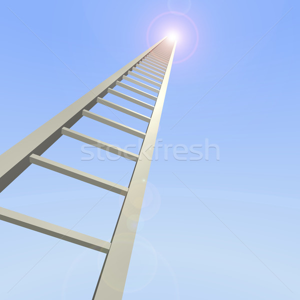 Stok fotoğraf: Gökyüzü · merdiven · 3D · yukarı · iş · kurumsal