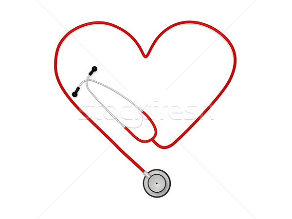Zdjęcia stock: Serca · stetoskop · odizolowany · biały · medycznych