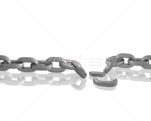 Kırık zincir 3D beyaz bir bağlantı Stok fotoğraf © nmarques74